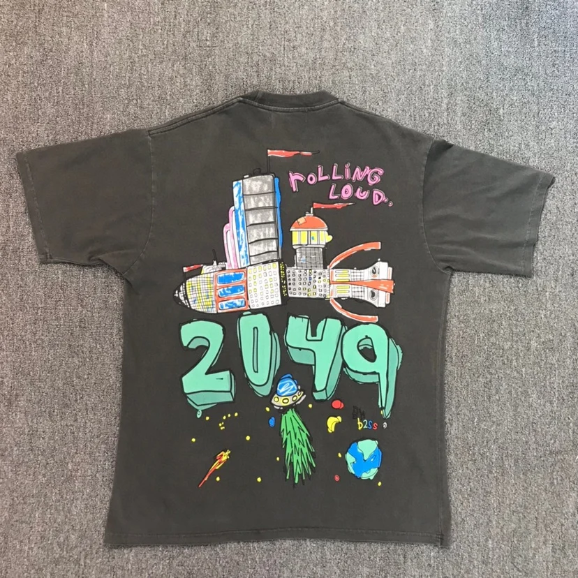 

New 2023 Men Rolling Loud Rocket In The Space T Shirts T-Shirt Hip Hop Skateboard Street T-Shirts Tee Shirt Top kenye #315