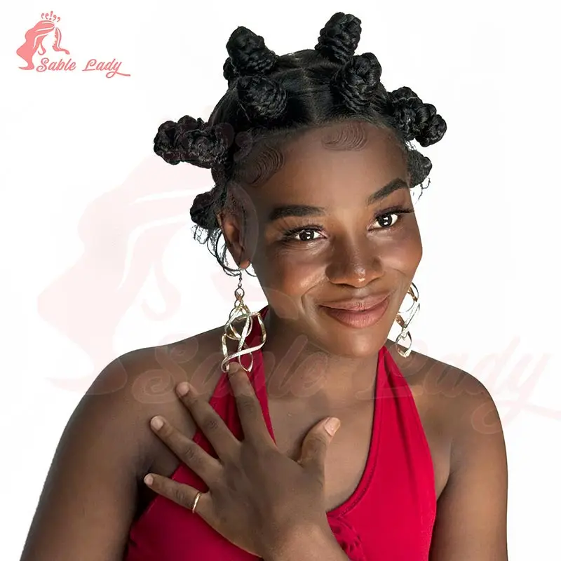 

16-дюймовые синтетические узлы Бantu Cornrows, плетеные парики без узлов, большая Jumbo Box, косички, полный парик шнурка для чернокожих женщин, ручная работа