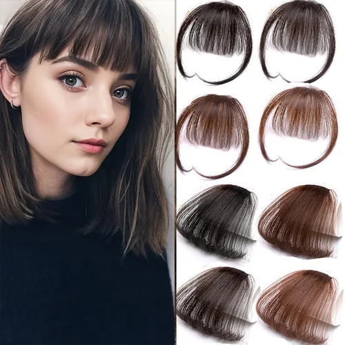 Imagen 1 del producto Mini flequillo de aire falso, herramientas de estilismo para el cabello, extensión de cabello con Clip, flecos falsos, postizo Natural, flequillo con Clip para mujeres y niñas