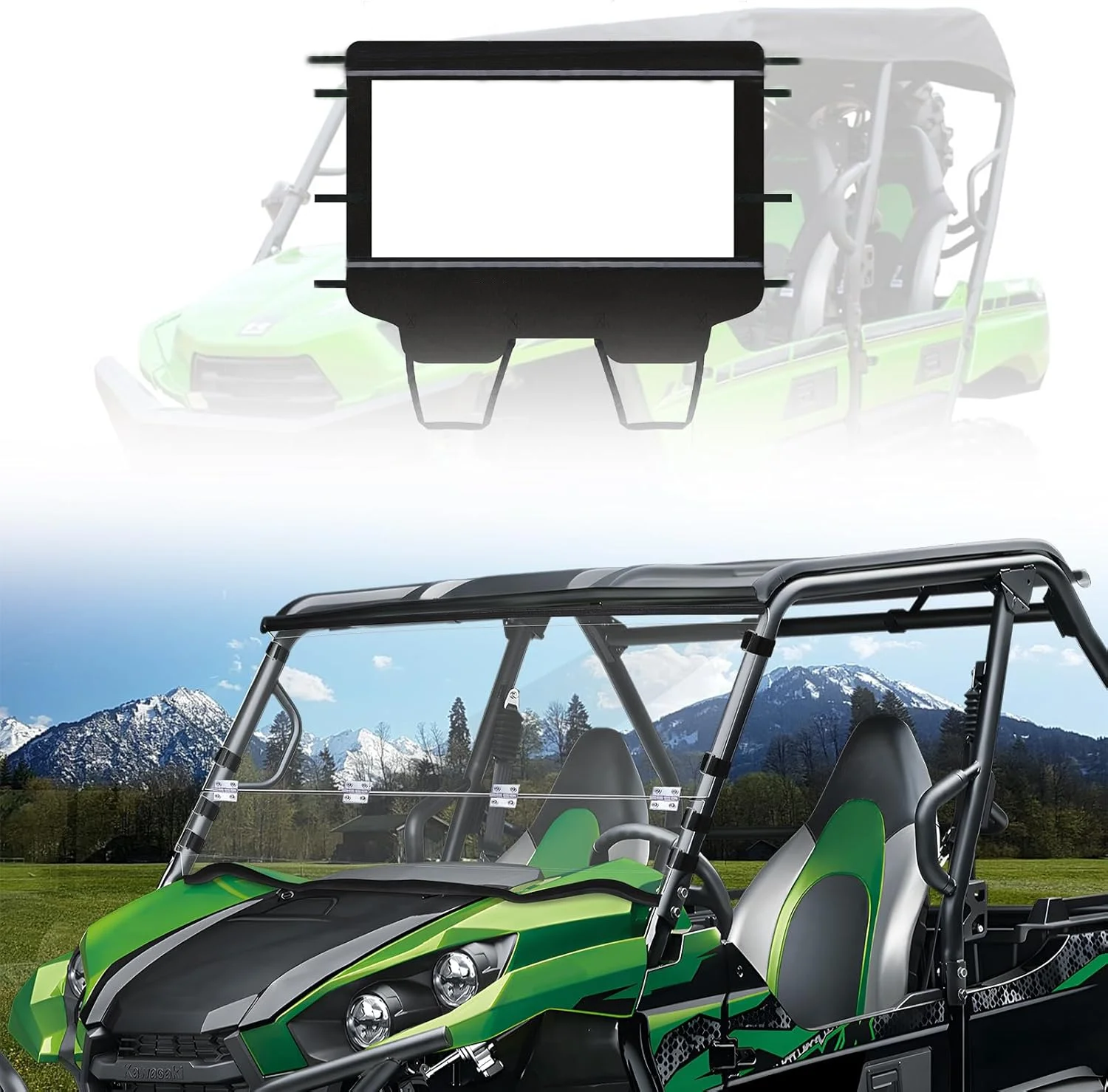 

Windshield -Scratch-resisatant Front Windshield Soft Rear Window Compatible for KAWASAKI TERYX 4 800 2014-2023