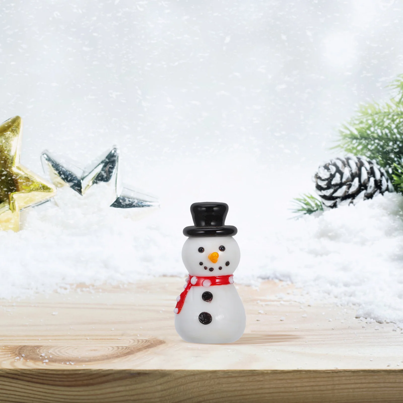

Mini Snowman Statue Christmas Decor Item for Desktop Christmas Scene Decoration Xmas Figure Indoor Outdoor Use