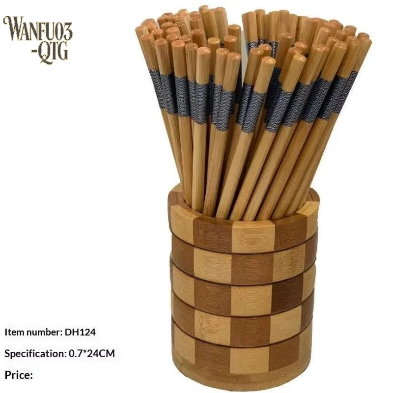 Hot Sale 10 Pairs Premium Blue-Edged Bamboo Chopsticks Northern Bamboo Safe High Quality Smooth Elegant For Meals Decoration