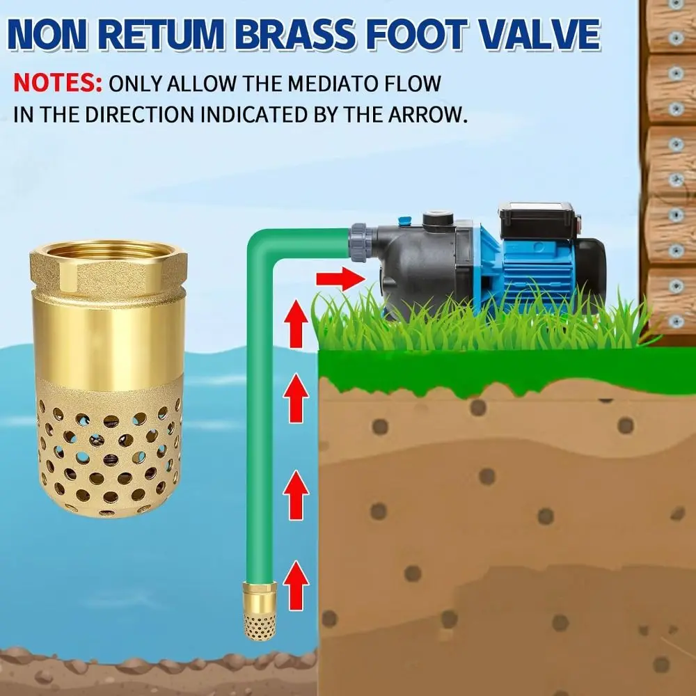 Corrosion Resistant Brass Body Foot Valve Female Thread Thickened Water Strainer Hollow Perforated Suction Valve Water Pump