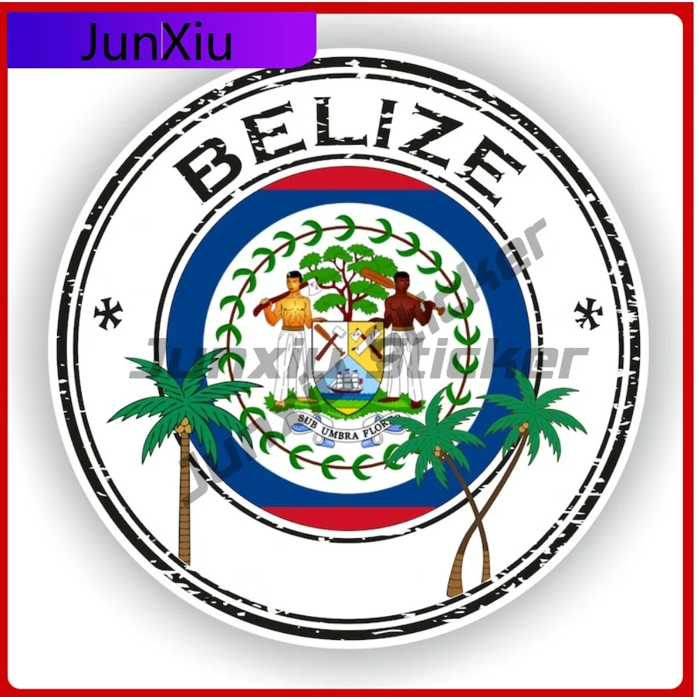 

Наклейка с уплотнением Belize, круглый флаг, декоративная виниловая наклейка, водонепроницаемая для автомобиля, ноутбука, чехол на тележке, мотоциклетный шлем