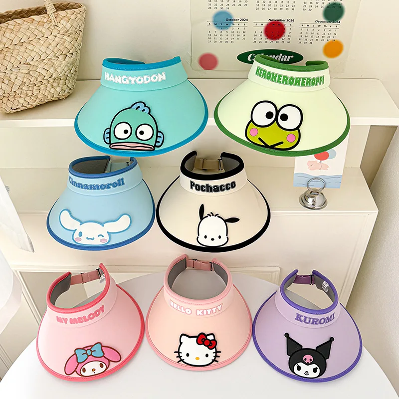 

Детская летняя Солнцезащитная шляпа Sanrio Kawaii Kuromi Cinnamoroll Hellokitty Мультфильм Защита от УФ-лучей модная Солнцезащитная шляпа детский подарок