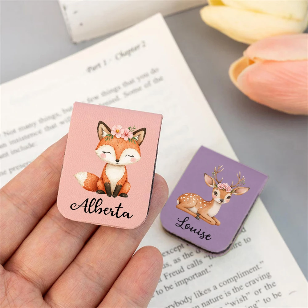 1PC Romantic Fox Rabbit Little bear Fawn Custom Name Print Aqua Blue Book Mark For Educational Supplies