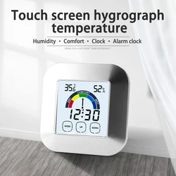 LCD Digital Temperature and Humidity Meter Wireless Temperature and Humidity Monitor Touch Electronic Weather Clock Backlight