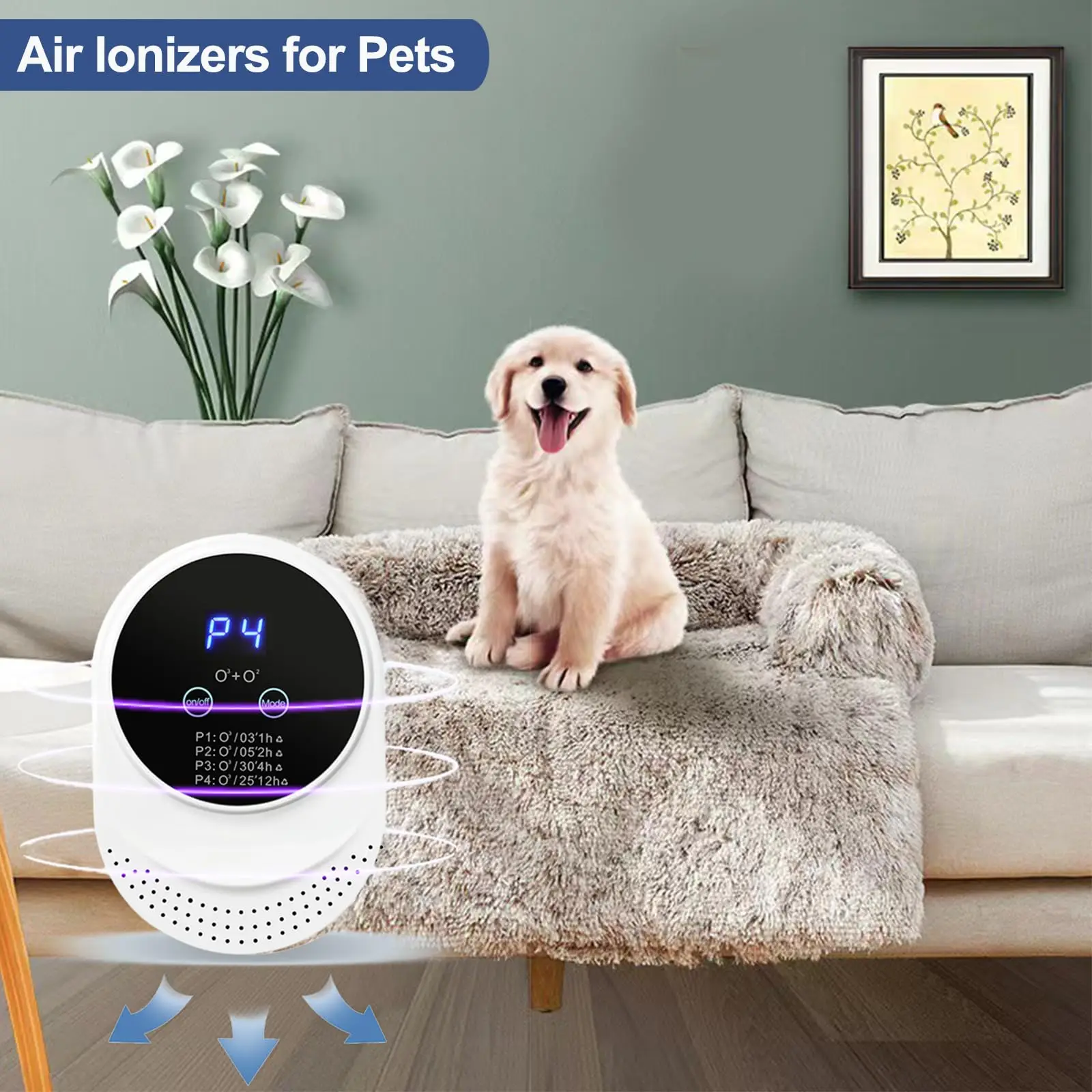 Automatic Pet Dynamoelectric Timed Sprayer Odor Eliminator Urine Smell Pet Deodorizer Indoor Air Purifier LED Screen 4 Modes