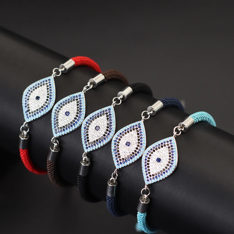 New 5 Styles Turkey Evil Eyes Bracelet For Men Women Luck Red Thread Braslet Luxury Zirconia Braclet Wish Fabric Brazalete Joias