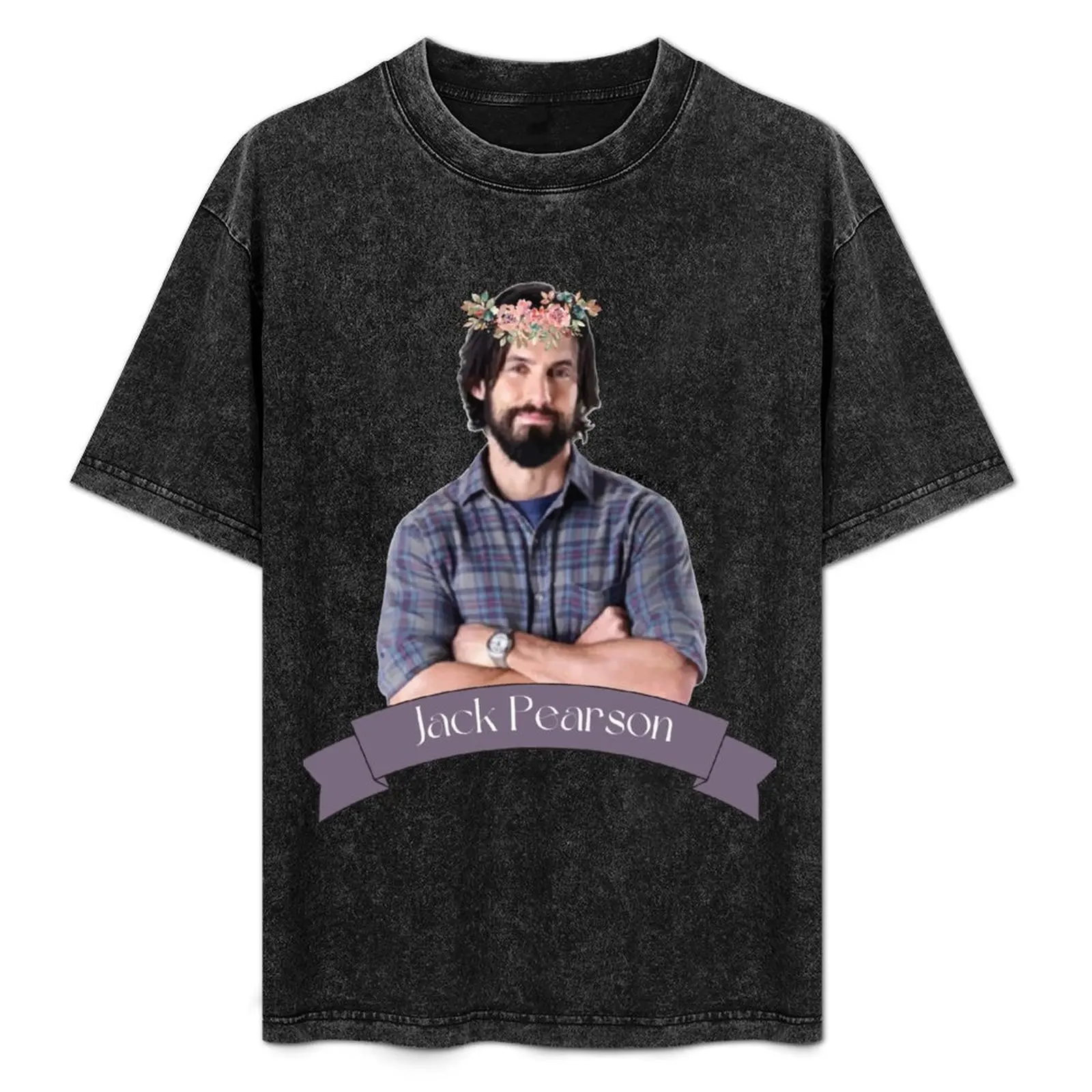 Jack Pearson with a tiara - This is Us T-Shirt Simple Solid Color Crew Neck Tee