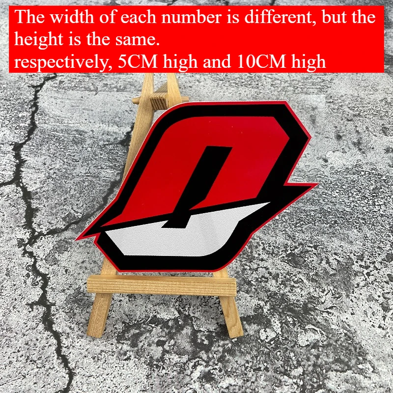 1PC Red Arabic Numerals Waterproof Vinyl Motorcycle Stickers, Modified for Motorbike Front Fairing Scooter Helmet Box Decor