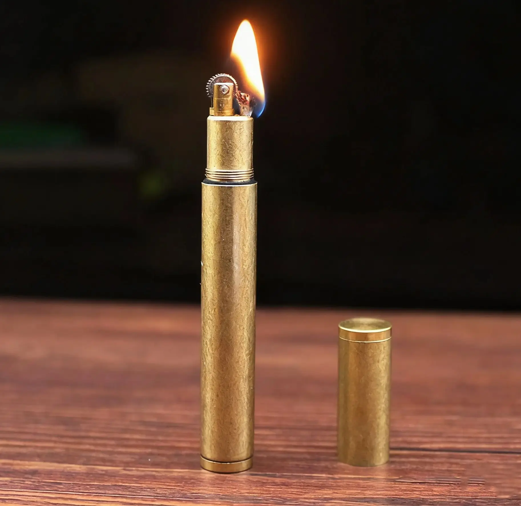 Portable Slim kerosenes lighter Full brass Refillable Oil Lighter Fine Fuel Cigarette Lighter
