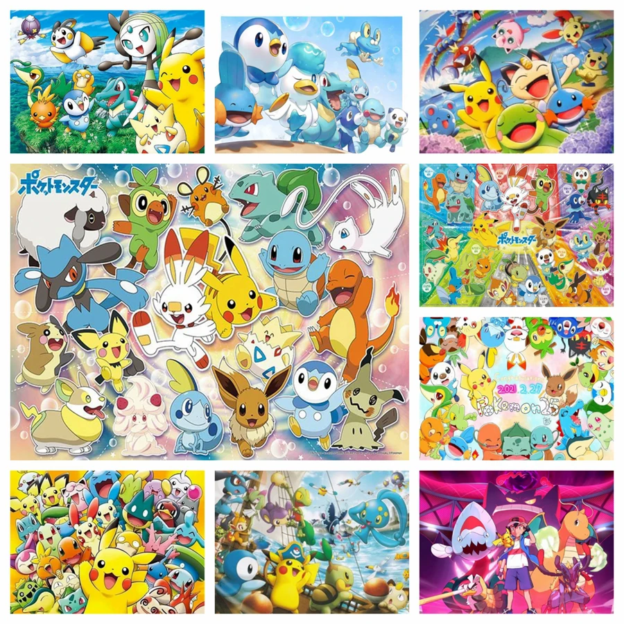 Pokémon,Canvas Painting Vibrant Multi‑Character Group Anime Canvas Poster Durable Inkjet Printing Unframed Wall Art Picture G