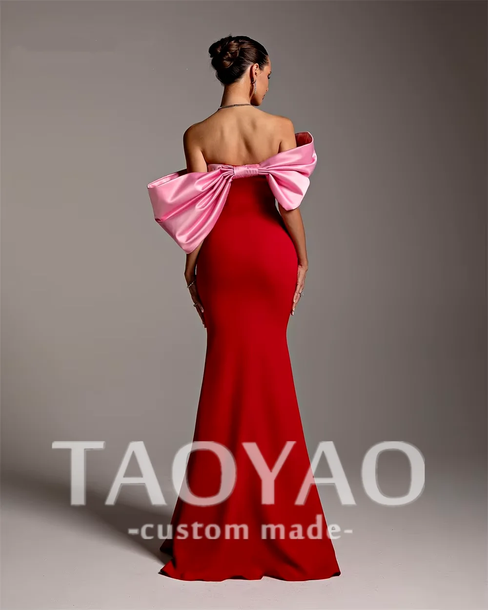 Red Satin Evening Gown Off-the-shoulder Sheath Floor Length Skirts Bespoke Occasion Dresses Formal Prom Dress Saudi Arabia
