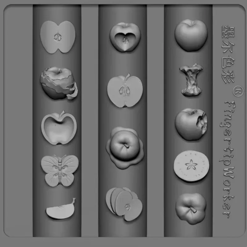 

Nail Mold Apple Tableware Christmas Glove 3D Carving Silicone Template