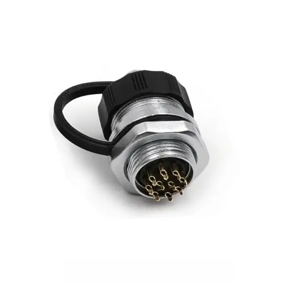 Waterproof IP68 10 Pin Connector Plug, Female Panel Mount Socket for Round Flange, Aviation Electrical Connector
