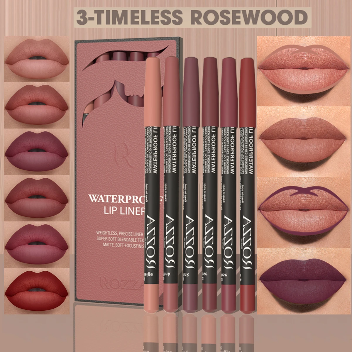 Ensemble de maquillage pour les lèvres nues, 6 pièces/ensemble, effet mat, naturel et durable, imperméable, adapté au maquillage quotidien