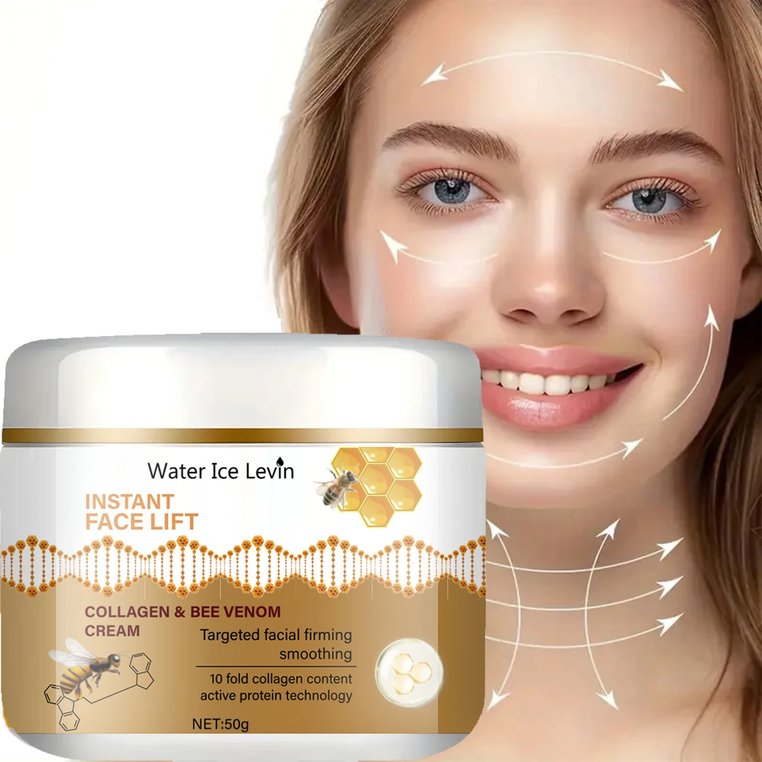 كريم رفع فوري للوجه بالكولاجين وسم النحل - شد مستهدف، ترطيب عميق, امتصاص سريع، تجديد البشرة الشتوي #1