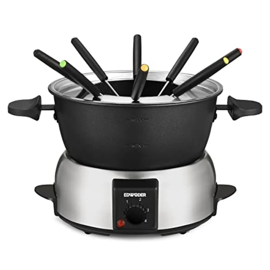 

Electric Fondue Pot Set2-Quart 1000-Watt Non-Stick Fondue Maker with Temperature Control 8 Forks Perfect for Chocolate Cheese C