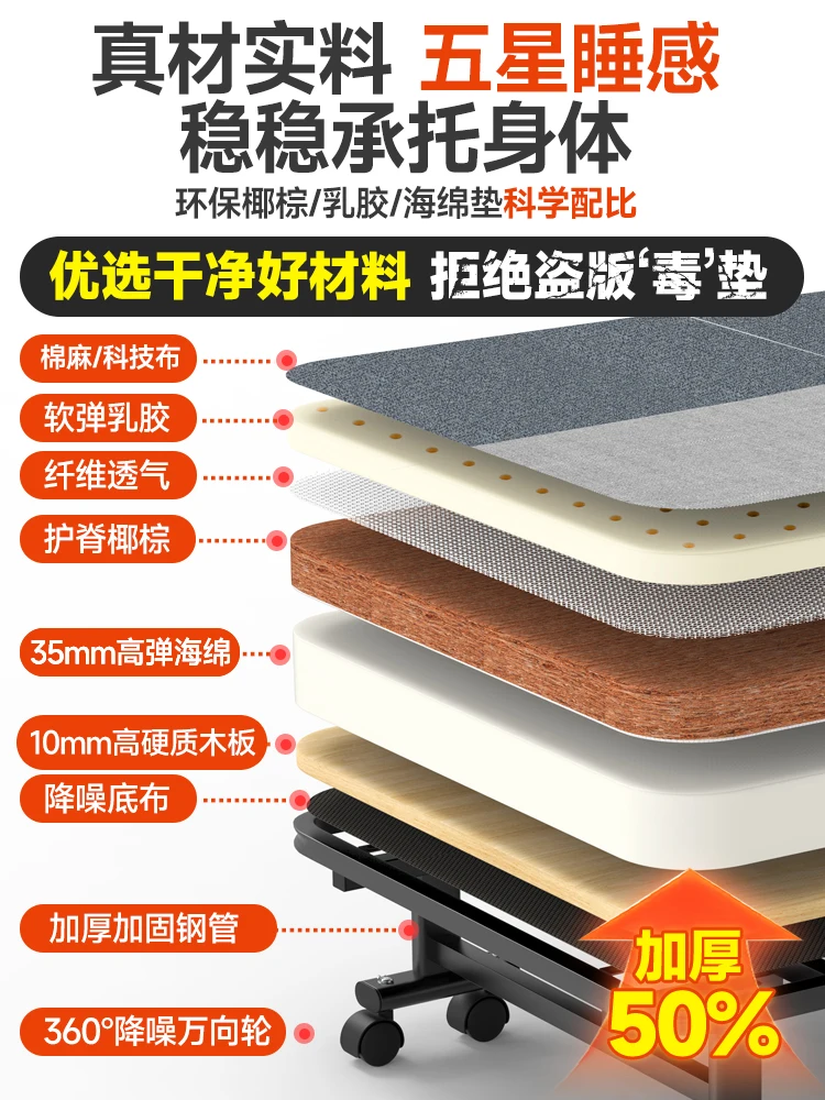 Office folding bed, nap bed, single person nap tool, lounge chair, portable hard board, easy to accompany for home use