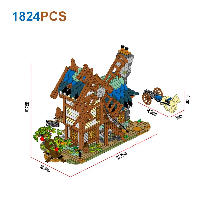 Medieval Town Architecture Series Building Blocks Model Street View Sets MOC Modular City House Bricks Toys Gifts for Childrens