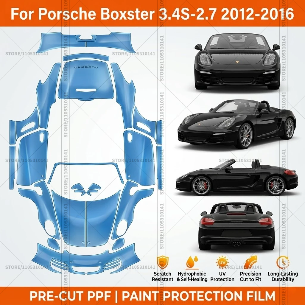 

Предварительно нарезанная защитная пленка PPF, прозрачная защита бампера, автомобильная прозрачная пленка для Porsche Boxster 3.4S-2.7 2012-2016