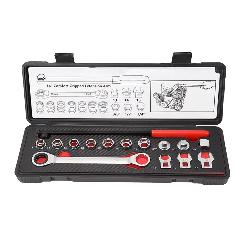 

15 Pcs Ratcheting Serpentine Belt Tool Set