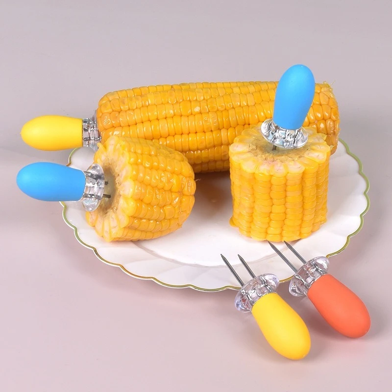 5pcs Stainless Steel Corn Holders Corn Cob Holders BBQ Forks Design Skewers Corn on The Cob Cooking Parties Camping Tools