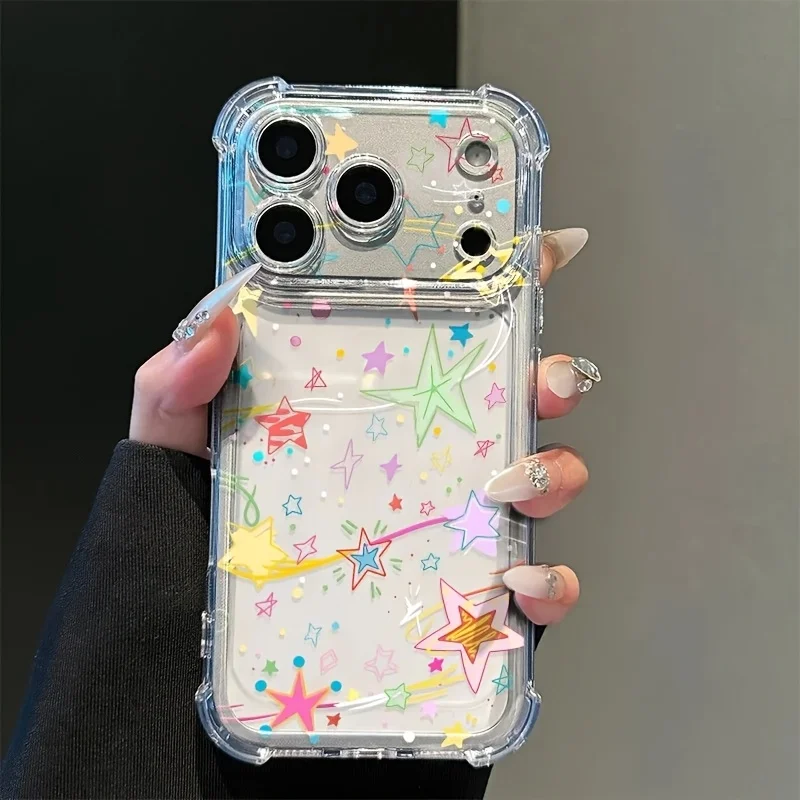 Shockproof Colorful Star Phone Case For Samsung Galaxy S24 S26 S25 S23 Ultra Plus A56 A55 A57 A07 A06A37 A17 A27 Clear Cover