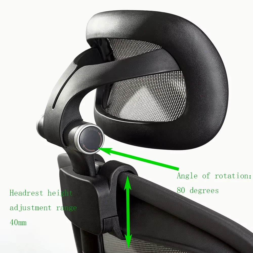 New Headrest for Herman Miller Aeron Remastered Chair Black/Graphite, Adjustable Headrest Only, Chair Not Included