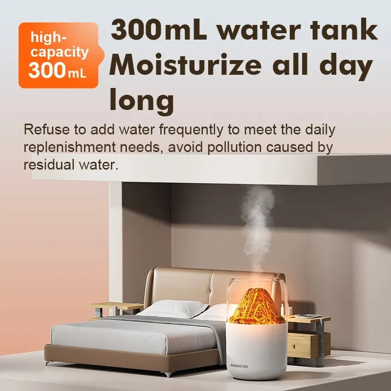 300ml New Volcano Planet Colorful USB Silent Desktop Humidifier Essential Oil Diffuser for Home Bedroom