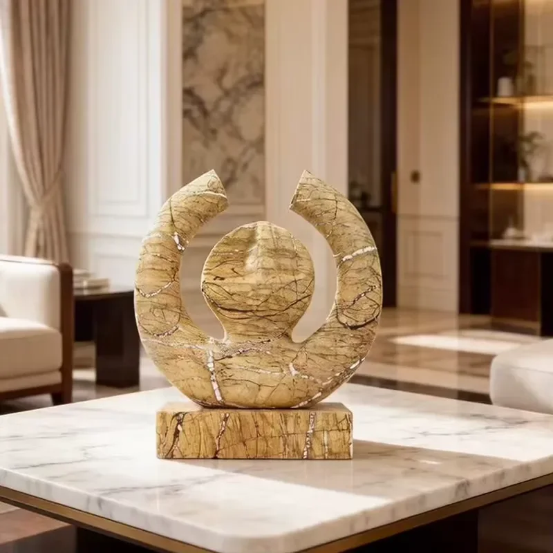 Modern Abstract Rainforest Coffee Marble Human Silhouette Sculpture Handmade Modem Tabletop Art Ornament