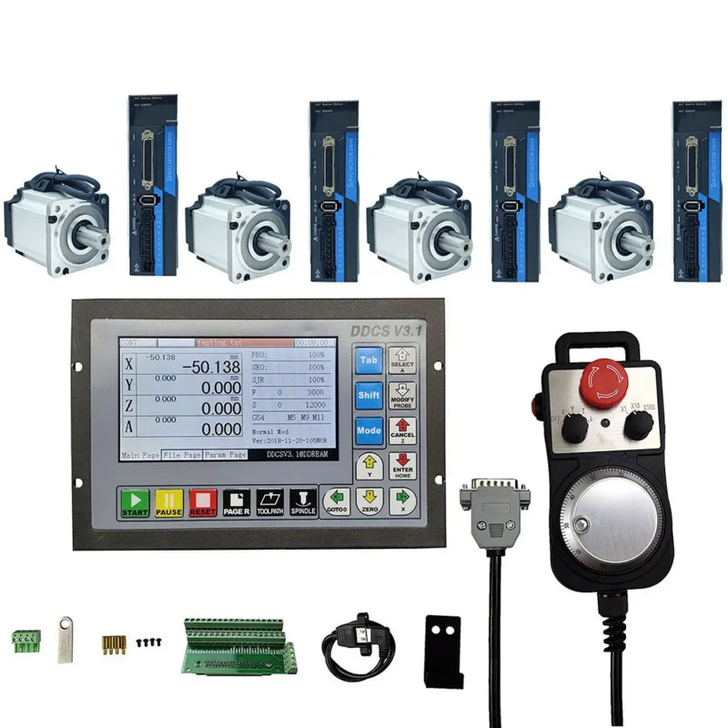 4Axis DDCSV3.1 Motion Control System Input 220V 750 AC Servo Motor Drive Kit Engraving And Milling Machine