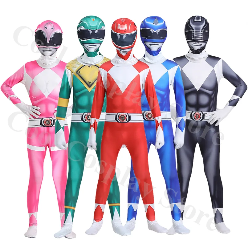 

Halloween Birthday Party Jumpsuit Mask Suit Fantasia Power Samurai Shinkenger Rangers Costume Adult Kids Superhero Cosplay