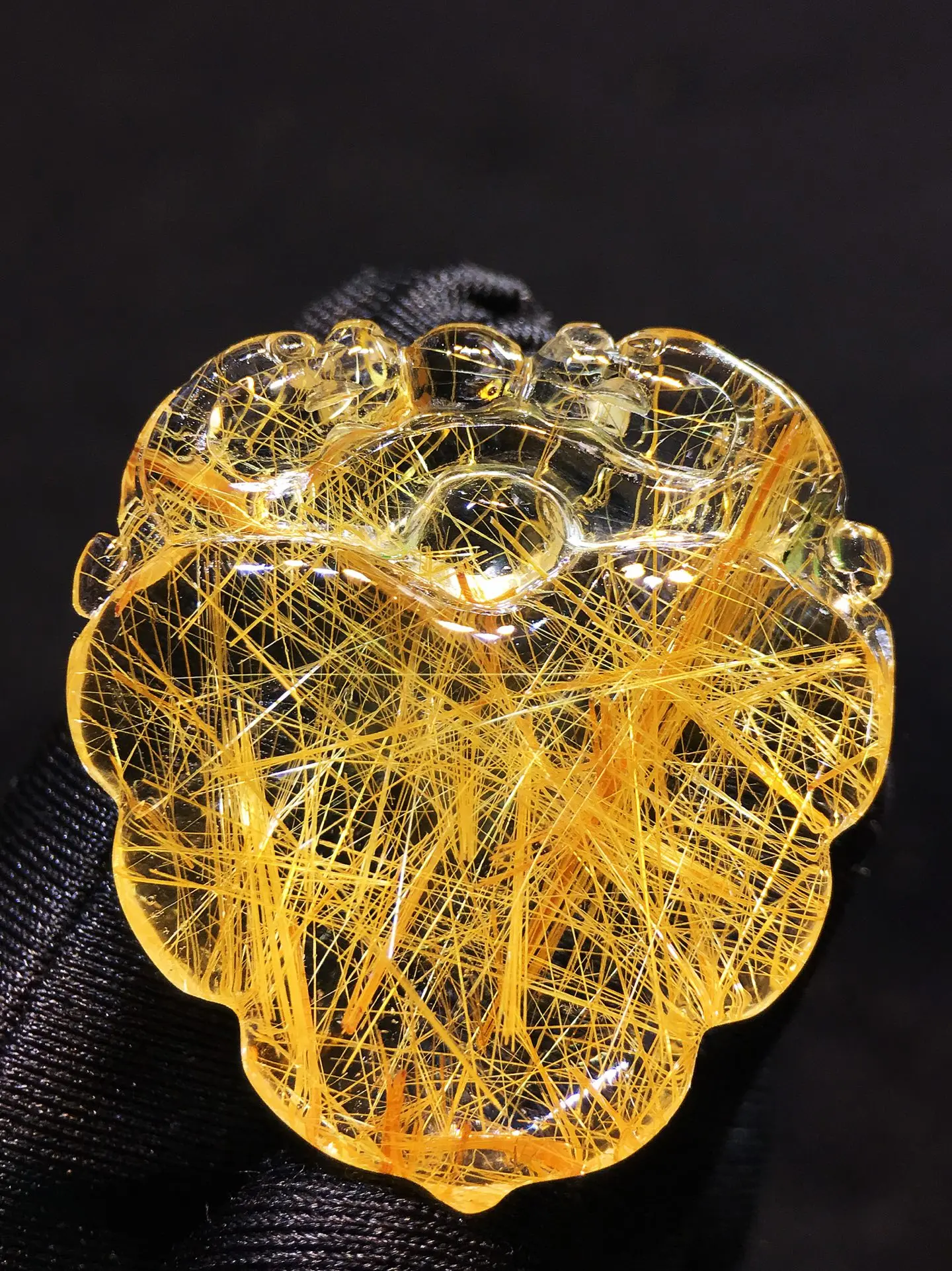 Natural Gold Rutilated Quartz Pendant 36.6*34.2*7.5mm Rutilated Quartz Flower Men Women Brazil AAAAAAA