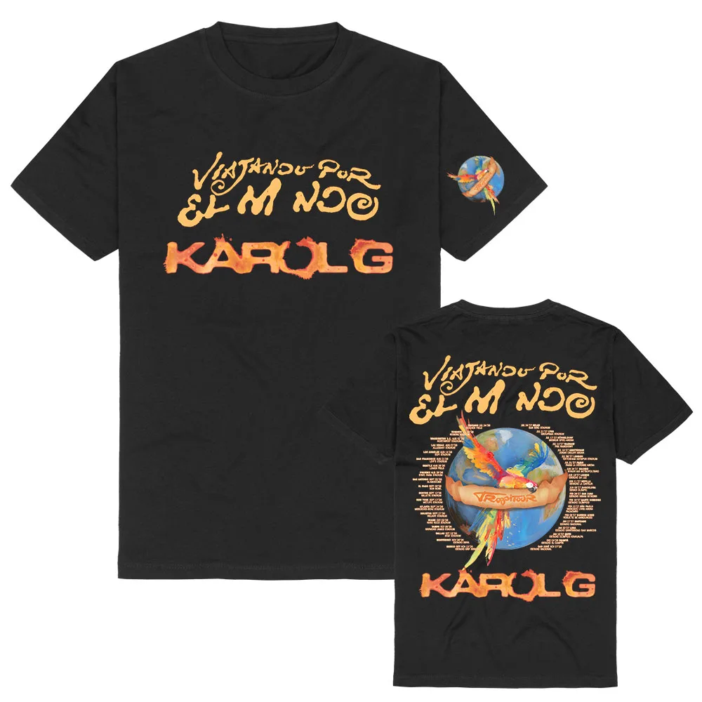 VIAJANDO POR EL MUNDO TROP TOUR 2026 Tshirts KAROL G Singer Design T-shirt Summer Cotton Loose Fashion Tee Women Men Clothing