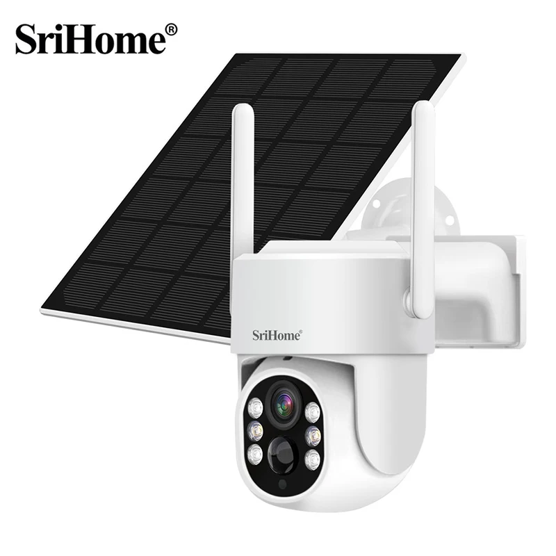 Srihome 4MP IP Solar Power WiFi Telecamera 2K PTZ Esterna Impermeabile Batteria incorporata Telecamera di sorveglianza PIR Telecamere di rilevamento