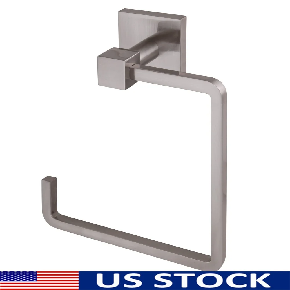 

Modern Towel Ring Satin Nickel Finish Bathroom Kitchen Accessory Durable Metal Construction Easy Install Concealed Screws
