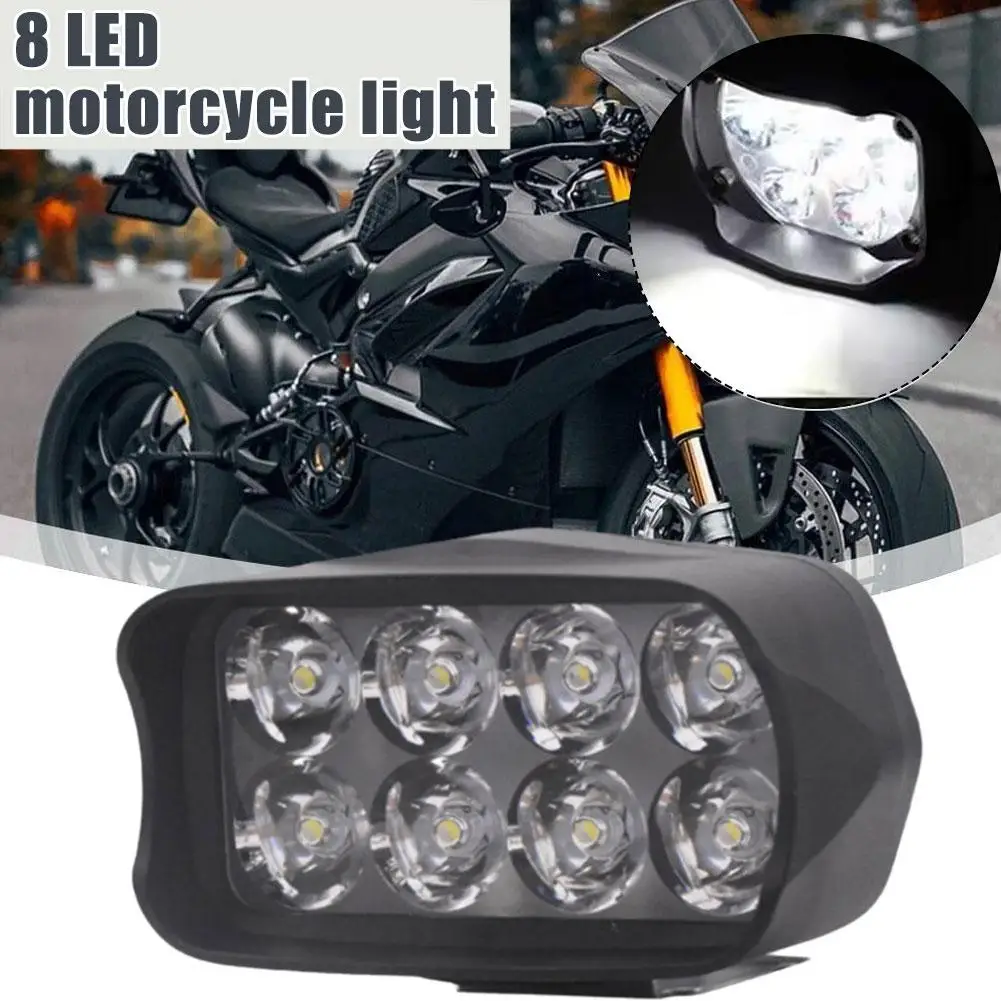 

Motorcycle Headlight 8 LED Driving Lights Waterproof Fog Spotlight Light External Auxiliary Accessories Scooter Headlight T8X9