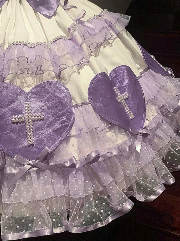 2025 جديد الصيف الفتيات المرأة سليم صالح أنيقة لطيف القوس فستان الأرجواني لوليتا فساتين لوري لو الحلو Kawaii فستان عيد ميلاد #3