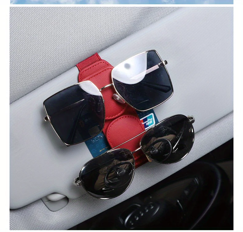 Auto-Sonnenbrillenhalter, Magnetischer Leder-Brillenclip, Sonnenblenden-Clip, Doppel-Kartenclip, Sonnenbrillenrahmen und Auto-Ticketclip – Detail 8