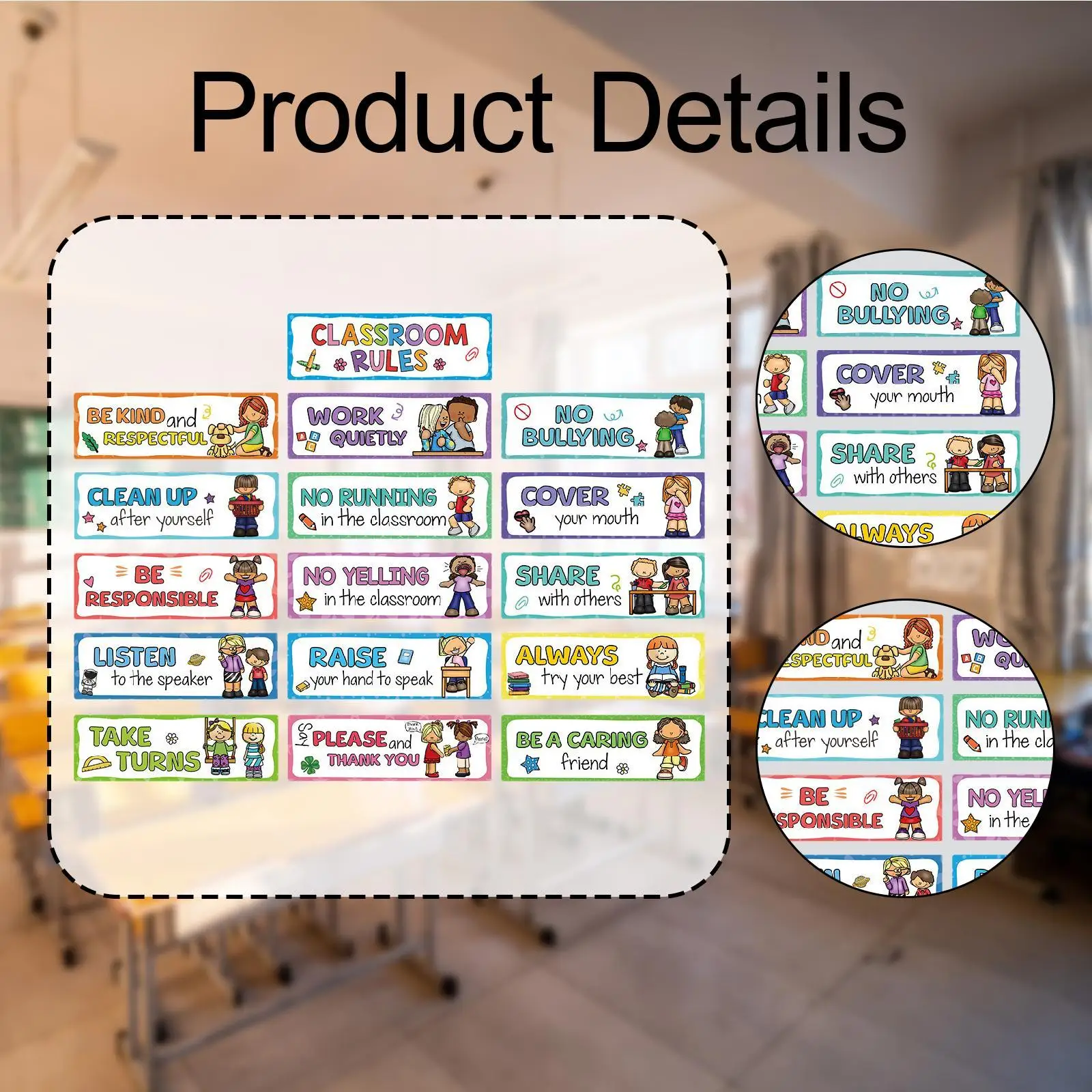 16x reglas para el aula carteles educativos material didáctico comportamiento contenido educativo para el aprendizaje del jardín de infantes de la escuela primaria