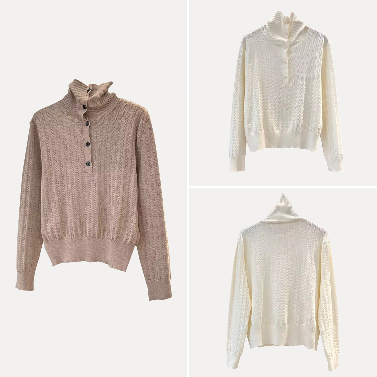 

Ele Basic Color Knitwear Sweater 2025 Autumn New Sle Women's Loose Fit Long Sve High Collar Easy Match Daily Wear