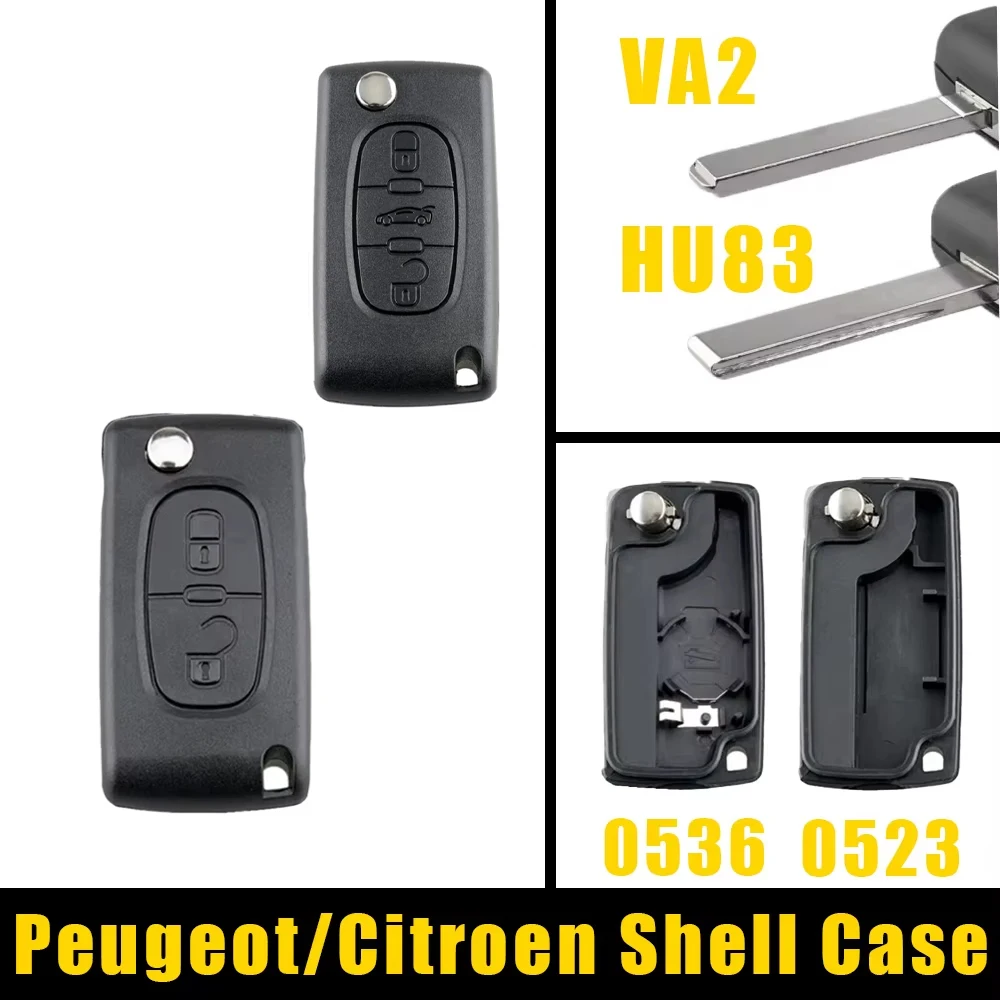 

Чехол для дистанционного ключа с 2/3 кнопками, подходит для Peugeot 207 307 308 407 607 807 Citroen C2 C3 C4 C5 C6, откидной складной корпус автомобильного ключа