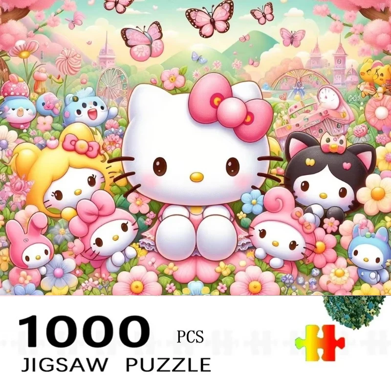 1 Box 500 Pieces 38X52CM Hello Kitty Jigsaw Puzzles 500 Pieces Cardboard Picture Landscape Puzzles Family Games