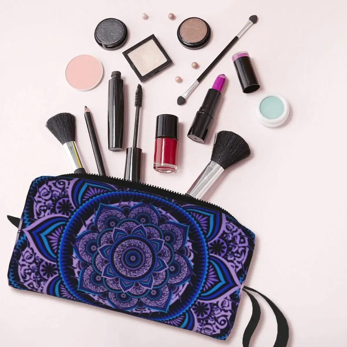 Poetics Mandala Makeup Bag Women Travel Cosmetic Organizer Cute Boho Storage Toiletry Bags