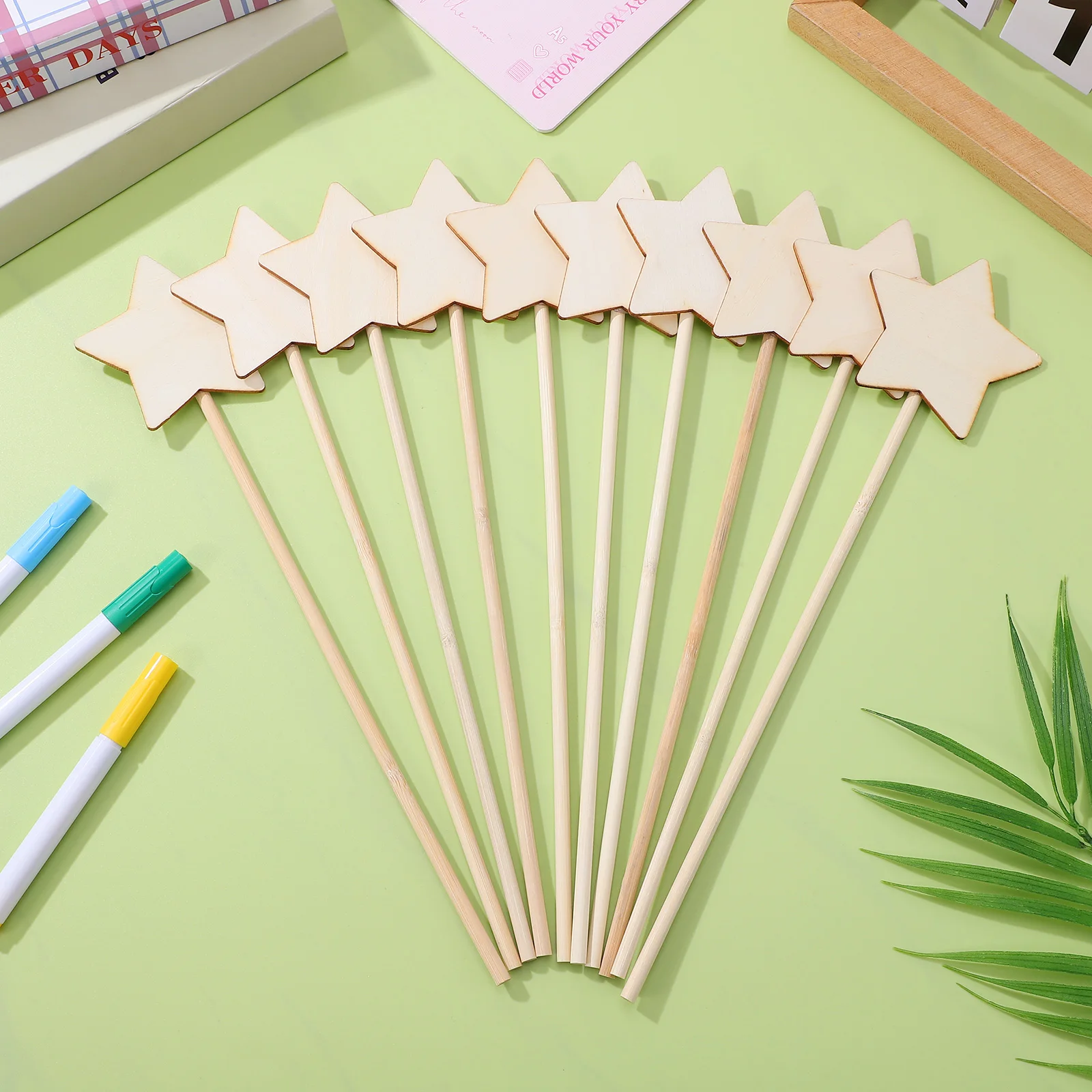 10 قطع من أعواد الجنية الخشبية على شكل نجوم يمكنك صنعها بنفسك على شكل نجمة غير مطلية للأطفال، هدايا حفلات الأطفال الإبداعية