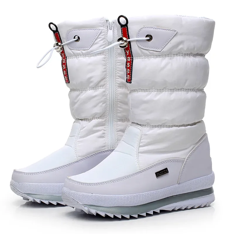 Botas de neve com plataforma para mulheres, pelúcia grossa, impermeável, sapatos antiderrapantes, botas de pele quente, moda inverno