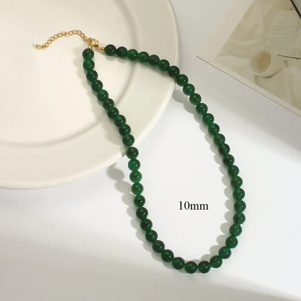 Fashion Luxurious Natural Stone Emerald Agate Necklace for Women Charm Simplicity Girl Gift Collarbone Chain Jewelry Wholesale
