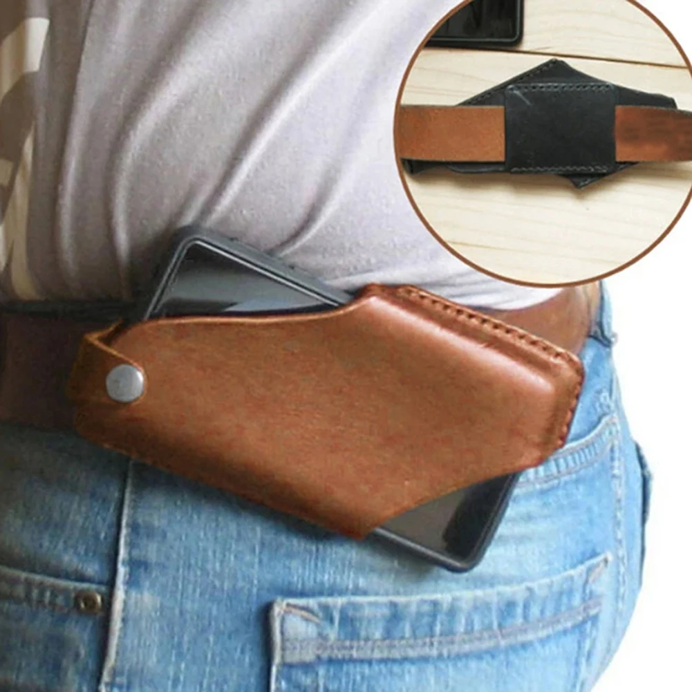 Cinturón de lazo para teléfono móvil para hombres, accesorios de cintura, monedero de cuero PU, billetera para teléfono (negro,